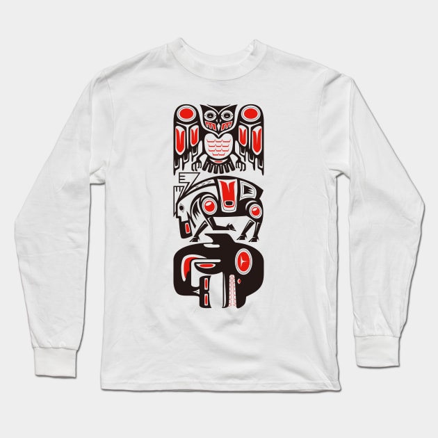 Haida tribal three animals Long Sleeve T-Shirt by TurkeysDesign